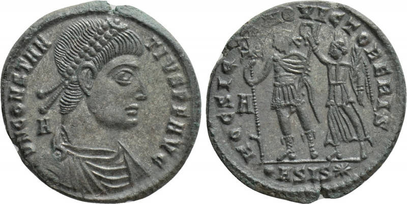 CONSTANTIUS II (337-361). Ae. Siscia. 

Obv: D N CONSTANTIVS P F AVG. 
Diadem...