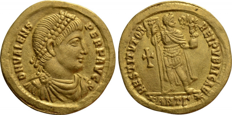 VALENS (364-378). GOLD Solidus. Antioch. 

Obv: D N VALENS PER F AVG. 
Diadem...