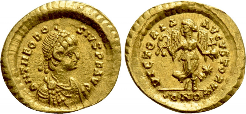 THEODOSIUS II (402-450). GOLD Tremissis. Constantinople. 

Obv: D N THEODOSIVS...