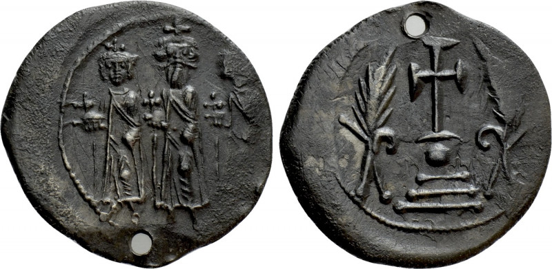HERACLIUS with HERACLIUS CONSTANTINE and Heraclonas (610-641). Miliaresion Const...