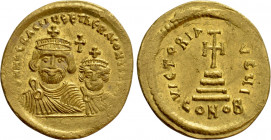 HERACLIUS with HERACLIUS CONSTANTINE (610-641). GOLD Solidus. Uncertain eastern mint, possibly Jerusalem