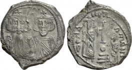 CONSTANS II with CONSTANTINE IV, HERACLIUS and TIBERIUS (641-668). Hexagram. Constantinople
