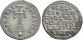 BASIL I THE MACEDONIAN with CONSTANTINE (867-886). Miliaresion. Constantinople