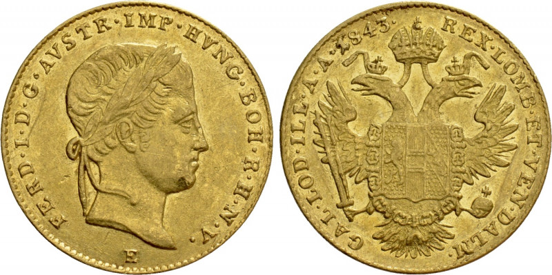 AUSTRIA. Ferdinand I (1835-1848). GOLD Ducat (1843-E). Karlsburg. 

Obv: FERD ...