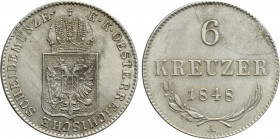AUSTRIA. Ferdinand I (1835-1848). 6 Kreuzer (1848-A). Vienna