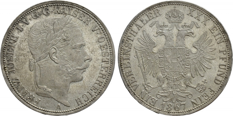 AUSTRIAN EMPIRE. Franz Joseph I (1848-1916). Vereinstaler / 1 1/2 Gulden (1867-A...