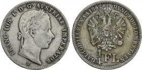 AUSTRIAN EMPIRE. Franz Joseph I (1848-1916). 1/4 Gulden / 1/4 Florin (1862). Venice