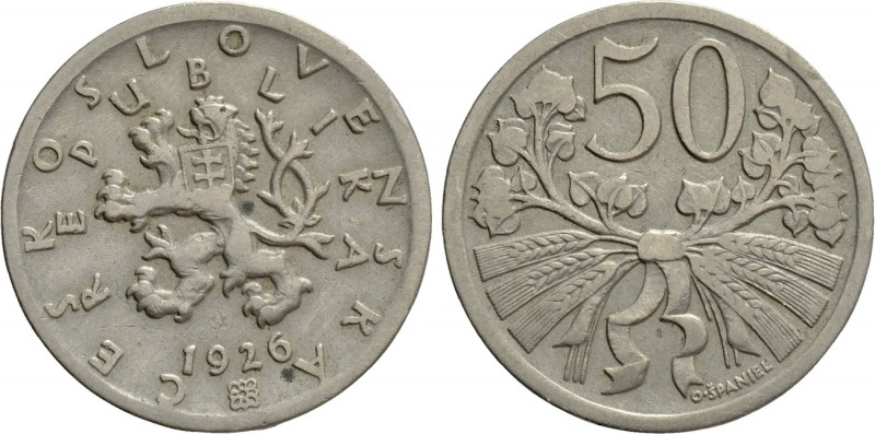 CZECHOSLOVAKIA. First Republic (1918-1938). 50 Haleru (1926). Kremnitz. 

Obv:...