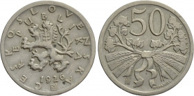 CZECHOSLOVAKIA. First Republic (1918-1938). 50 Haleru (1926). Kremnitz