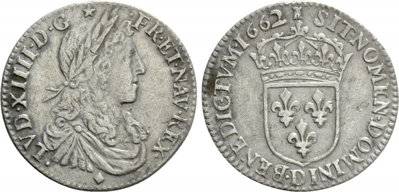 FRANCE. Louis XIV (1643-1715). 1/12 Écu (1662-D). Lyon. 

Obv: LVD XIIII D G F...