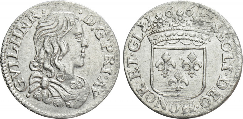 FRANCE. Orange. Guillaume-Henri de Nassau (1650-1702). 1/12 Écu (1661). 

Obv:...