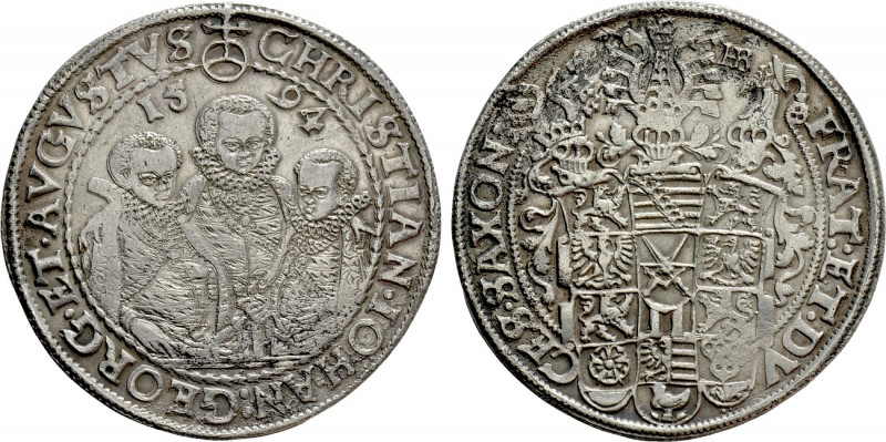 GERMANY. Saxony. Christian II with Johann Georg I and August (1591-1611). Reichs...