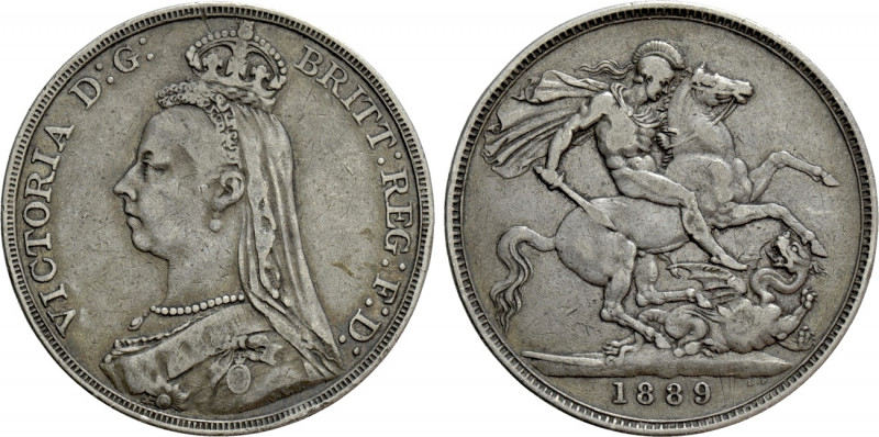 GREAT BRITAIN. Victoria (1837-1901). Crown (1889). 

Obv: VICTORIA D G BRITT R...