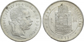 HUNGARY. Franz Joseph I (1848-1916). 1 Forint (1877-KB). Kremnitz