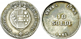 ITALY. Tuscany. Ferdinand III. Second Reign (1814-1824). 10 Soldi (1821). Florence