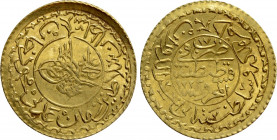 OTTOMAN EMPIRE. Mahmud II (AH 1223-1255 / AD 1808-1839). GOLD Cedid Adliye Altını. Qustantiniya (Constantinople) mint. Dated AH 1223/17 (1825 AD)