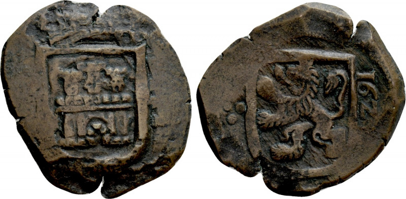 SPAIN. Philip IV (1621-1665). 8 Maravedis (162...). 

Obv: Crowned shield with...