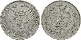 TUNISIA. Muhammad III al-Sadiq (AH 1276-1299 / AD 1859-1882). 4 Piastres (AH 1291 / AD 1874)