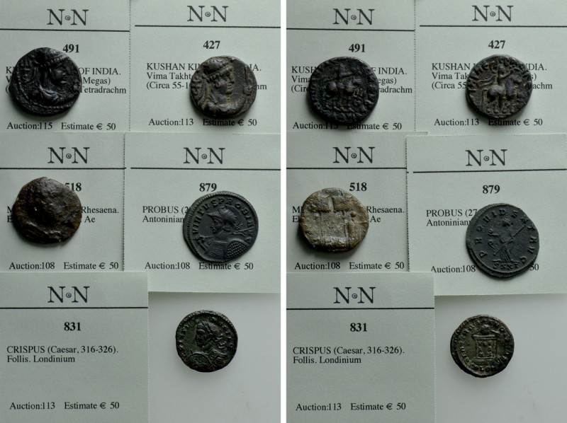 5 Roman and Greek Coins. 

Obv: .
Rev: .

. 

Condition: See picture.

...
