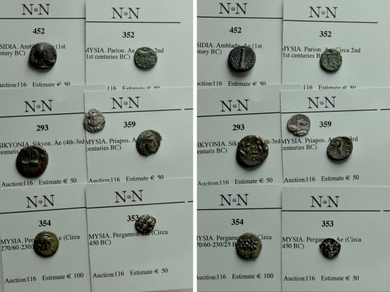 7 Greek Coins. 

Obv: .
Rev: .

. 

Condition: See picture.

Weight: g....