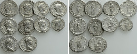 10 Roman Antoniniani and Denarii; Caracalla, Elagabal etc