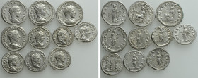 10 Roman Coins; Elagabal and Caracalla