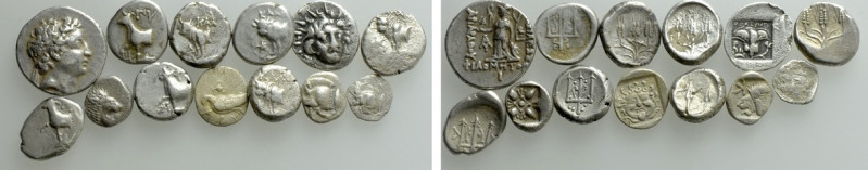 13 Greek Silver Coins. 

Obv: .
Rev: .

. 

Condition: See picture.

We...