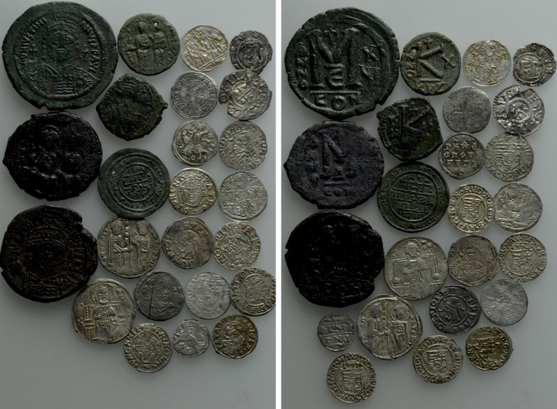 24 Medieval and Byzantine Coins. 

Obv: .
Rev: .

. 

Condition: See pict...