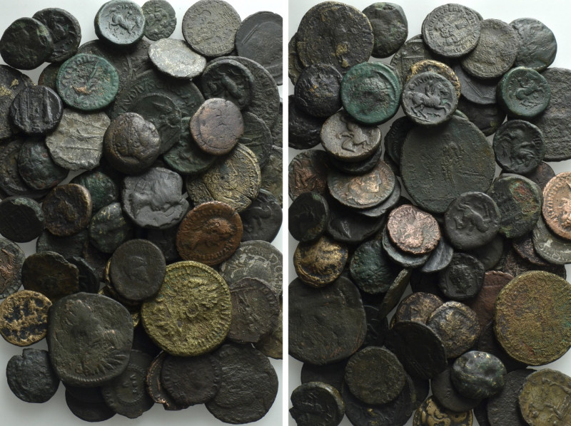 Circa 80 Ancient Coins etc. 

Obv: .
Rev: .

. 

Condition: See picture....