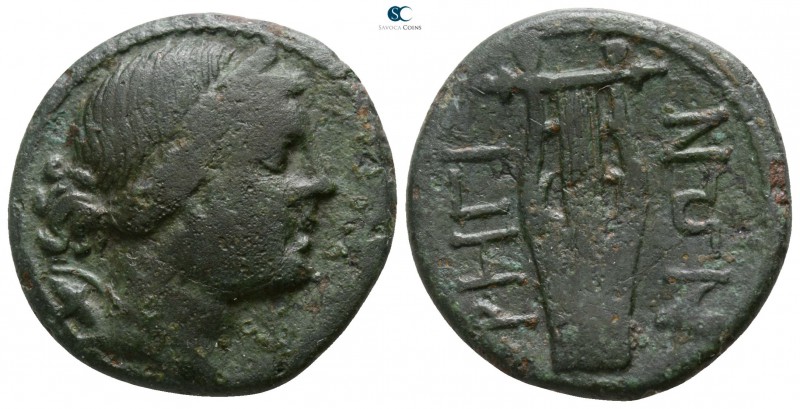 Bruttium. Rhegion circa 260-215 BC. 
Bronze Æ

20mm., 6,14g.

Head of Artem...
