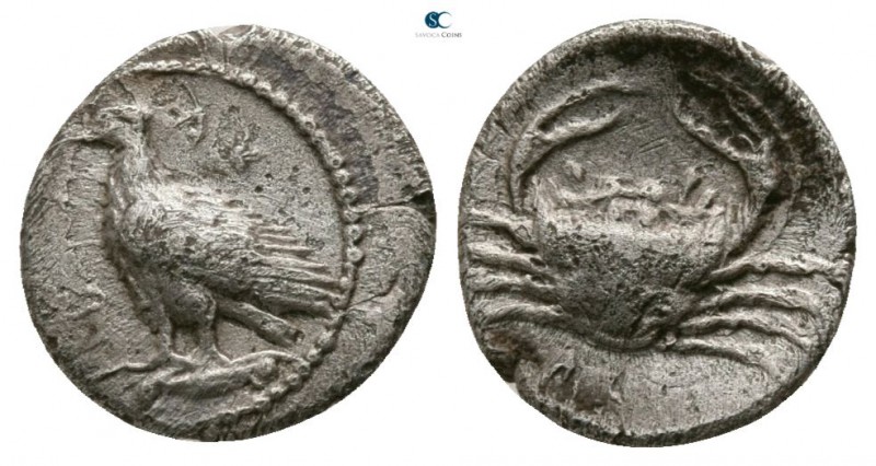 Sicily. Akragas circa 470-425 BC. 
Litra AR

8mm., 0,54g.

Eagle standing l...
