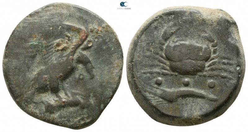 Sicily. Akragas circa 450-406 BC. 
Tetras Æ

21mm., 9,62g.

Eagle standing ...