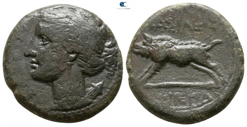 Sicily. Akragas. Phintias. Tyrant 287-279 BC. 
Bronze Æ

18mm., 6,63g.

Hea...