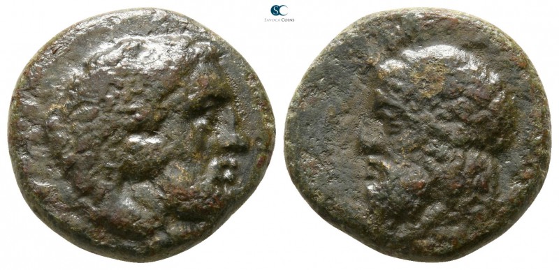Sicily. Gela circa 339-310 BC. 
Bronze Æ

14mm., 4,21g.

Head of Herakles w...