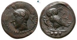Sicily. Kamarina circa 420-405 BC. Tetras Æ