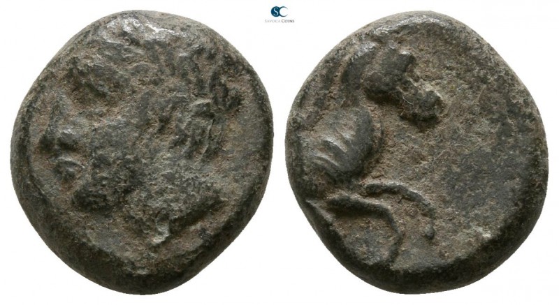 Sicily. Panormos circa 336-330 BC. 
Bronze Æ

11mm., 2,08g.

Laureate head ...