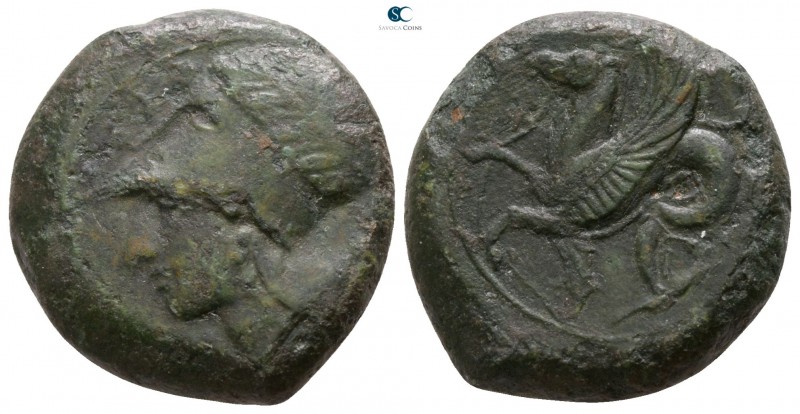 Sicily. Syracuse. Dionysios I. 405-367 BC. 
Litra Æ

19mm., 7,94g.

ΣYPΑ, h...