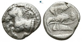 Kings of Thrace. Olynthos. Sparadokos 445-435 BC. Diobol AR