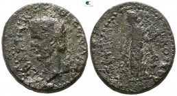 Thessaly. Koinon of Thessaly. Divus Augustus AD 14. Commemorative issue. ΛΥΚΟΥΤΟΣ (Lykoutos), strategos. Struck under Tiberius. Tetrassarion AE...