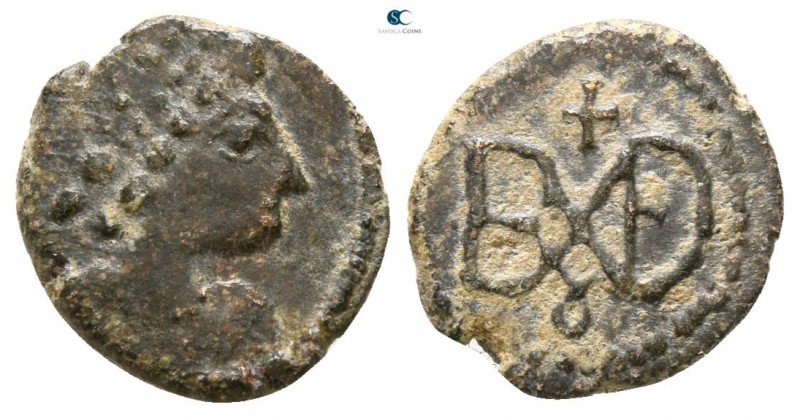 The Ostrogoths. Rome AD 541-552. Struck in the name of Anastasius.
Æ 2 or 2½ Nu...