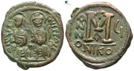 Justin II and Sophia AD 565-578. Dated RY 6=AD 570/1. Nikomedia. Follis Æ