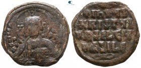 Basil II Bulgaroktonos, with Constantine VIII AD 976-1025. Constantinople. Anonymous follis Æ. Class 2