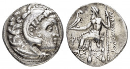 KINGS of MACEDON.Alexander III The Great.(336-323 BC).Kolophon.Drachm.

Obv : Head of Herakles right, wearing lion skin.

Rev : AΛEΞANΔPOY.
Zeus seate...
