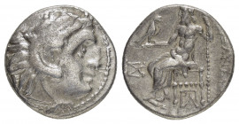 KINGS of MACEDON.Alexander III The Great.(336-323 BC).Kolophon.Drachm. 

Obv : Head of Herakles right, wearing lion skin.

Rev : AΛEΞANΔPOY.
Zeus seat...