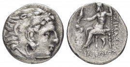 KINGS of THRACE. Lysimachos.(305-281 BC). Drachm. 

Obv : Head of Herakles right, wearing lion skin.

Rev : BAΣIΛEΩΣ ΛYΣIMAXOY.
Zeus seated left, hold...