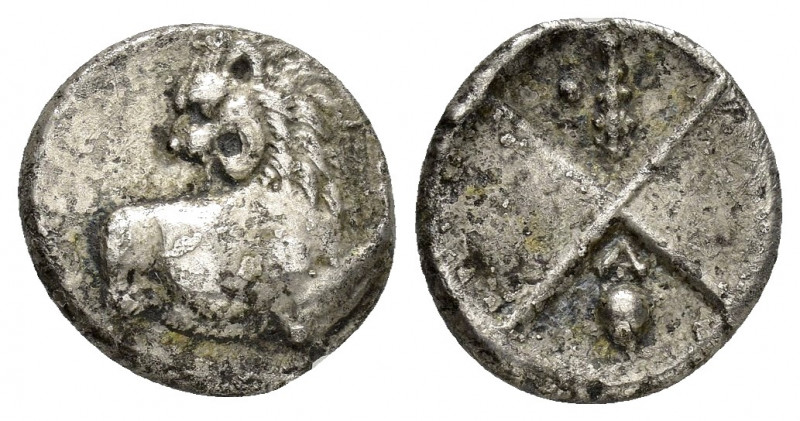 THRACE.Chersonesos.(Circa 386-338 BC).Hemidrachm.

Obv : Forepart of lion right,...