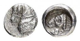 THRACE.Uncertain.(Circa 500-450 BC).Hemiobol.

Obv : Forepart of horse left.

Rev : Head of ram left; symbol below; all within incuse circle.
Gemini X...