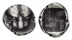 CIMMERIAN BOSPOROS.Pantikapaion.(Circa 480-470 BC).Obol.

Obv : Facing head of lion.

Rev : Quadripartite incuse square.
SNG BM Black Sea 837-839; HGC...