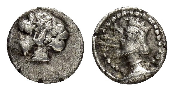 CILICIA.Uncertain.( 4th century BC).Hemiobol. 

Obv : Two female heads facing in...