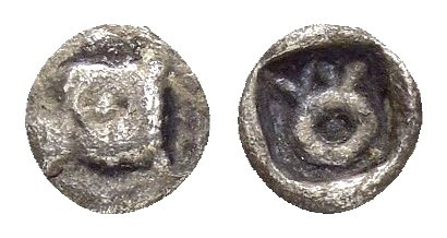 LYDIA.Uncertain.(5th century BC).Hemiobol. 

Obv : Head of lion right.

Rev : Un...